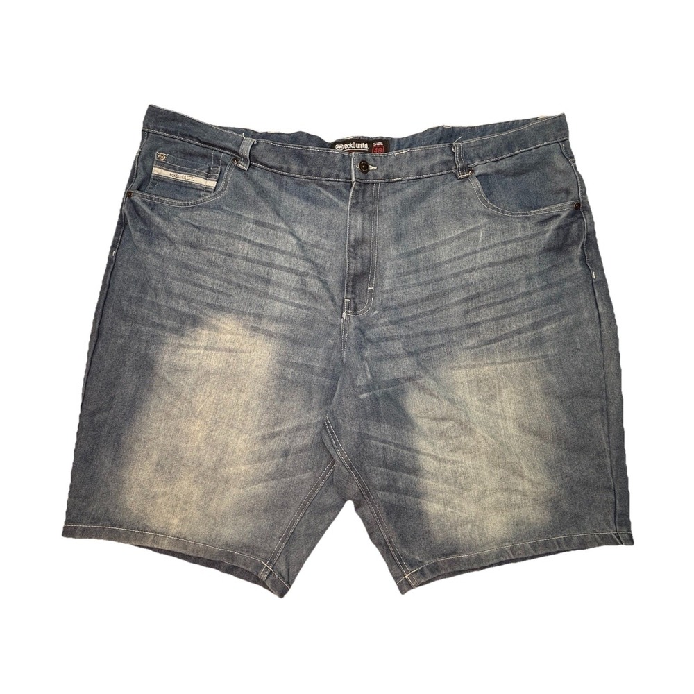 Ecko Unltd Denim Shorts Mens Size 48 Blue Jean Shorts Hip Hop Streetwear Y2K